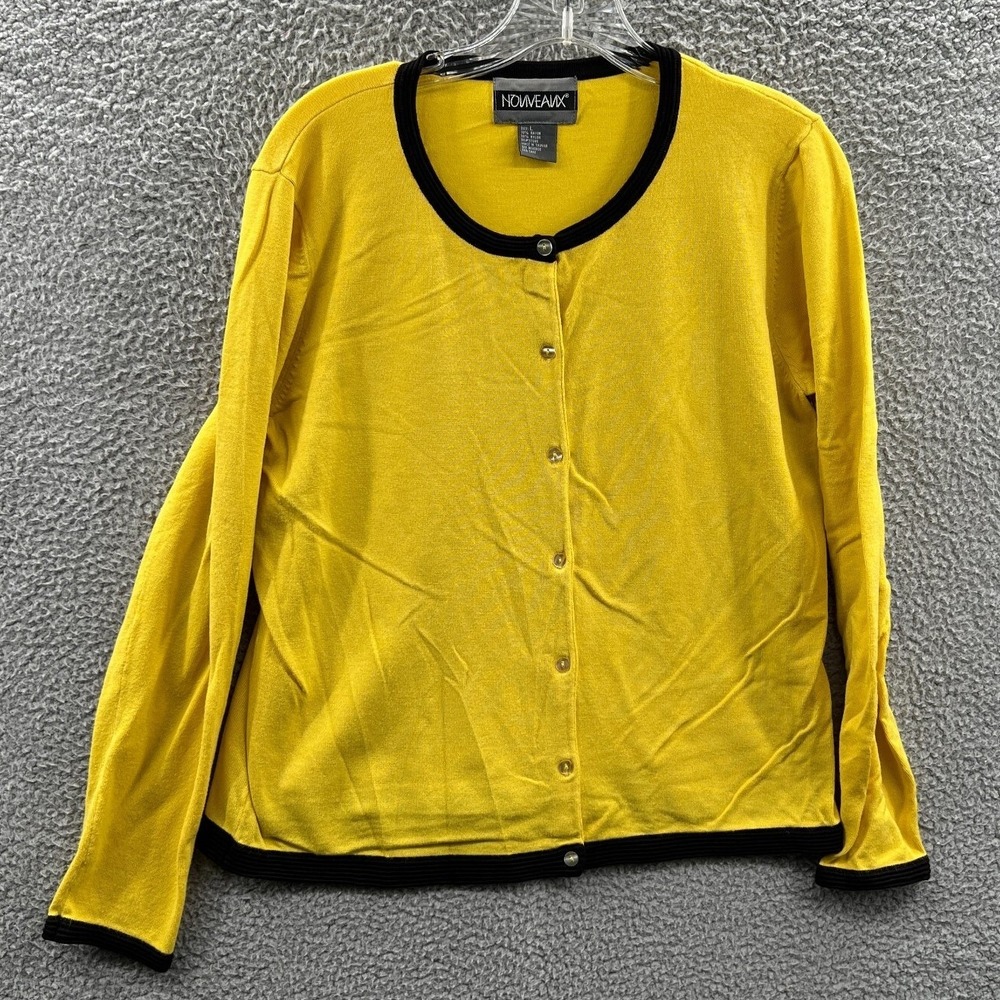 Vintage Womens Button Front Knit Cardigan L Clean Girl Capsule Everyday Office